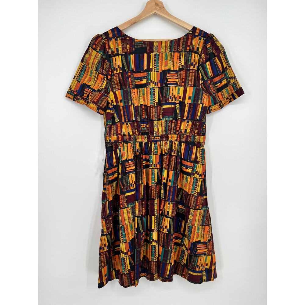 ModCloth What's the Scoop Dress Library Books RARE Large Cotton A Line NEW Retro - Picture 2 of 10